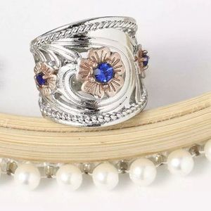 New Sterling Silver Blue Sapphire Ring